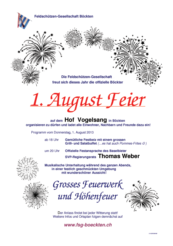 1. August Feier Böckten 2013